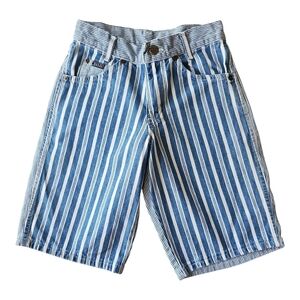 VTG Boys Striped Blue Denim Jean Shorts 25 waist size 10 H*I*S Brand